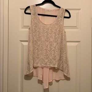 Blu Pepper Lace and Chiffon Blouse in Cream/Pink